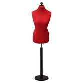Display Geek Female Dressmakers Dummy Red Torso with Blackwood Round Base Stand